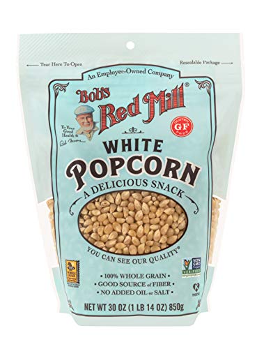Bob's Red Mill air-popped white popcorn in a bowl.