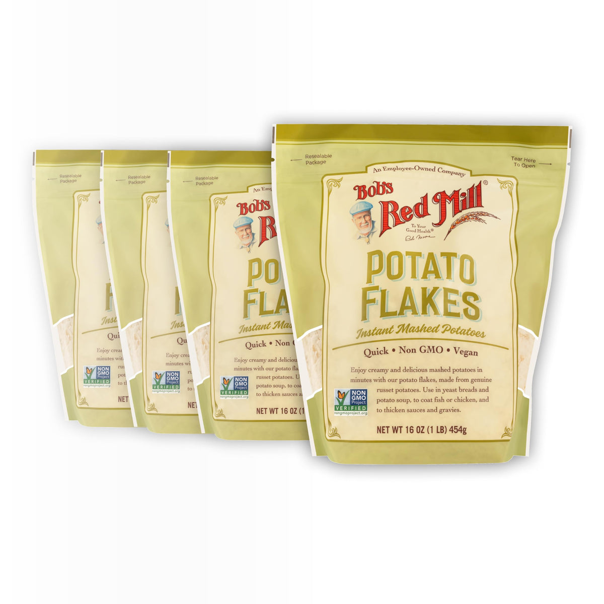 Bob's Red Mill Potato Flakes pack of 4 on display, ready for quick mashes