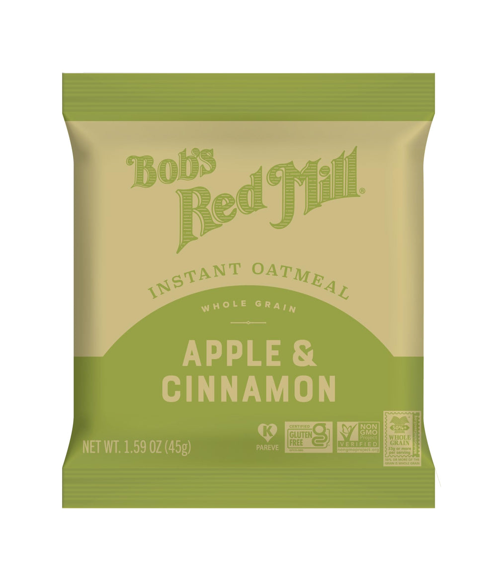 Bob's Red Mill Apple & Cinnamon oats ready in about three minutes