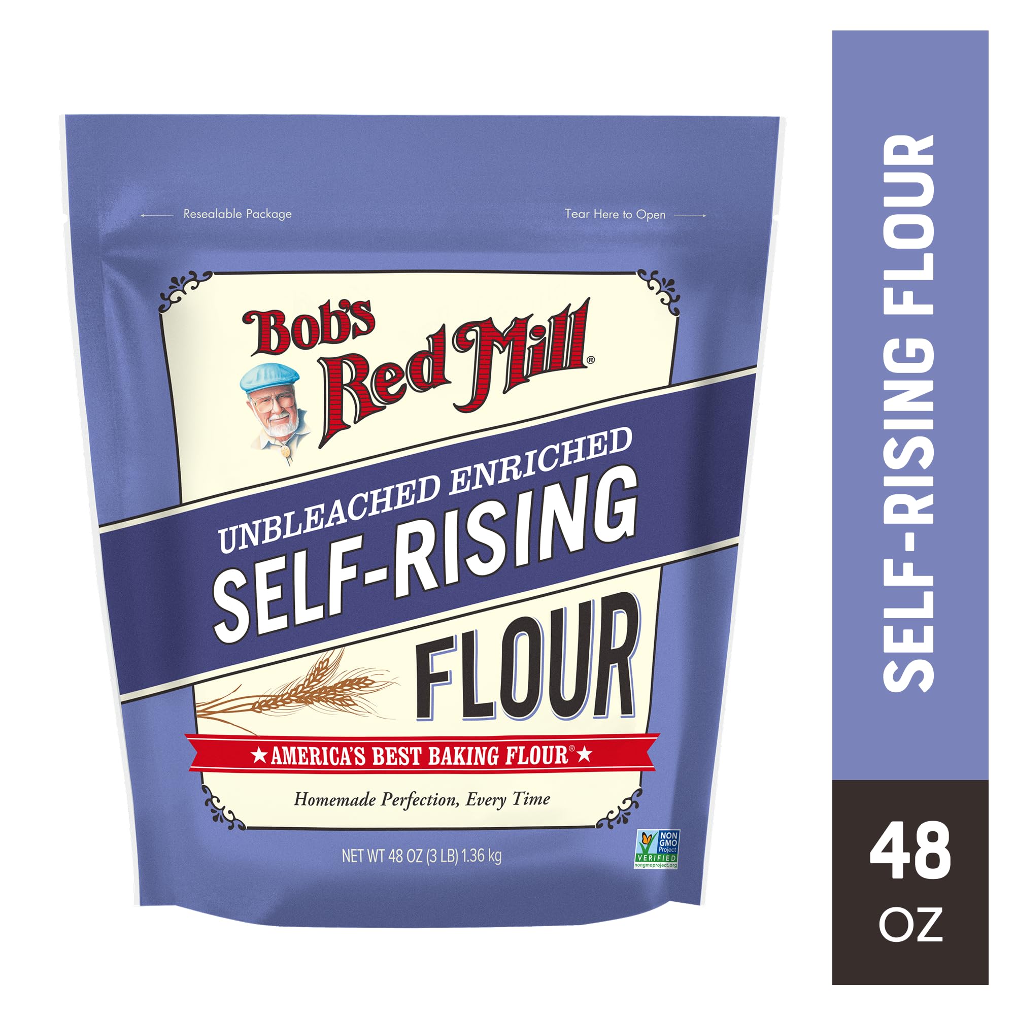 Bob's Red Mill Self-Rising Flour on brunch table ready to bake