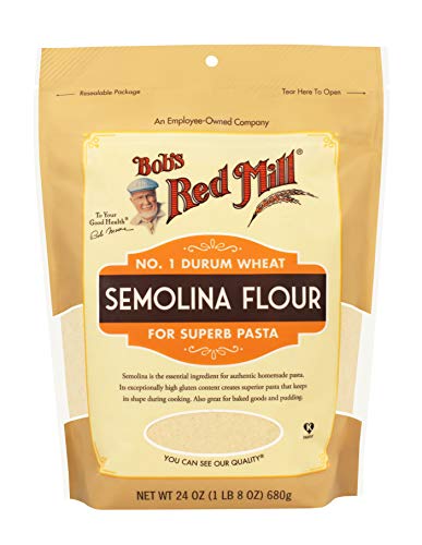 Bob's Red Mill semolina flour pizza dough with crisp crust.