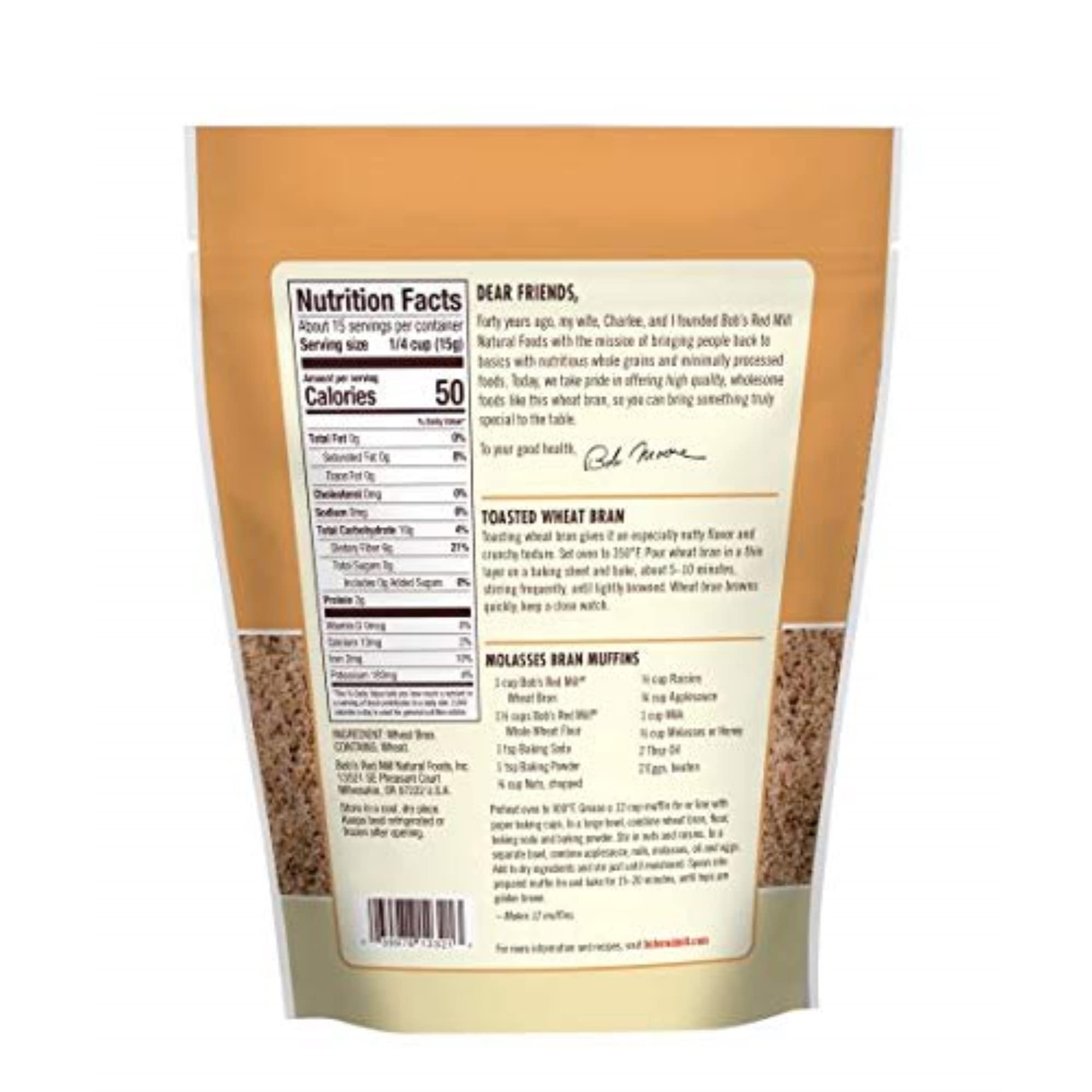 Bob's Red Mill wheat bran texture closeup highlighting a fiber-rich ingredient for cereals and baking