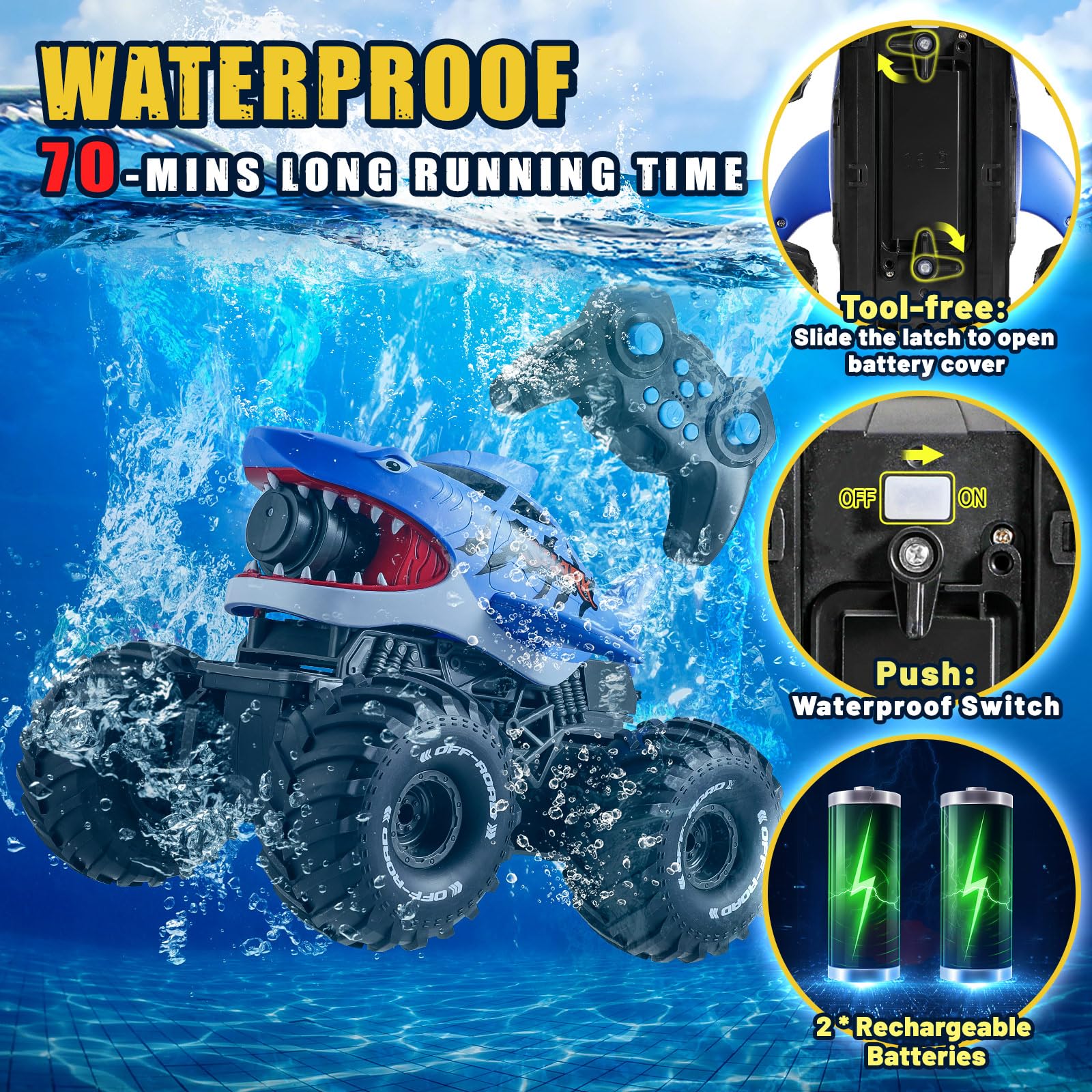 BOBXIN Durable waterproof chassis resists poolside splashes and rain.