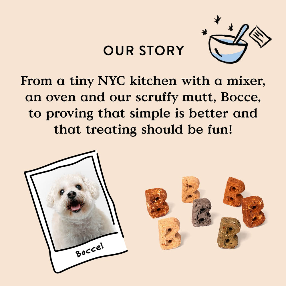 Scent and soft texture highlight Bocce's Sunday Roast, ideal for training rewards.