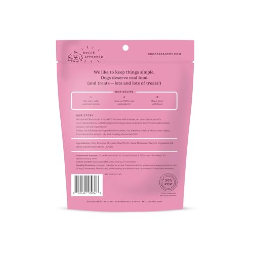 Bocce's Bakery wheat-free dog treats package, ideal for sensitive diets.