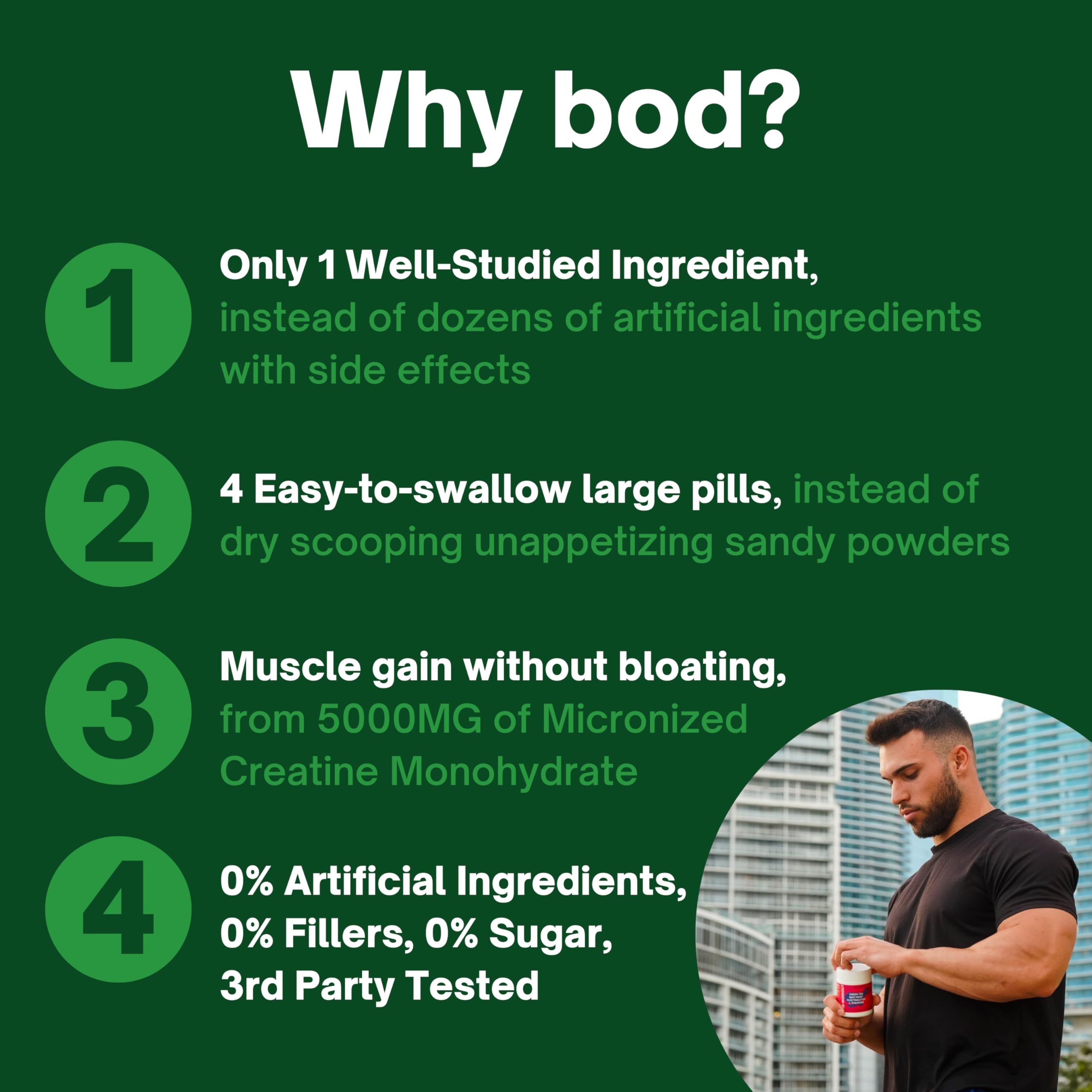 Ideal for gym and interval training to delay fatigue with Bod Creatine