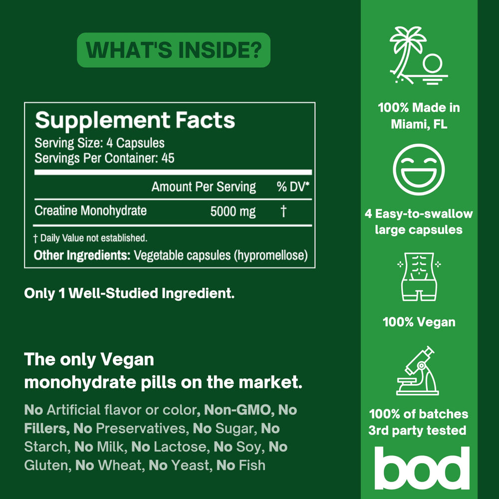 Bod Creatine Monohydrate supports recovery, strength, and lean mass goals