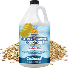 Bodhi Dog Organic Oatmeal Shampoo bottle shows hypoallergenic formula for sensitive skin