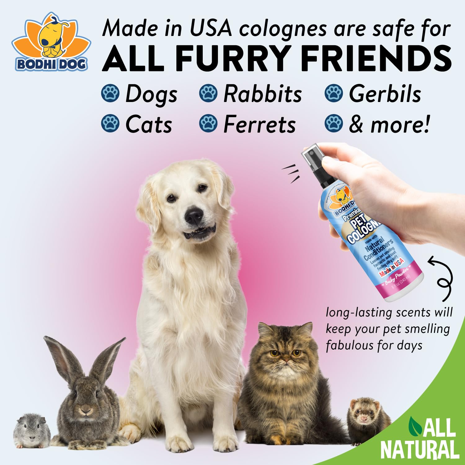 Bodhi Dog USA-made grooming product packaging emphasizes safe, ethical care.