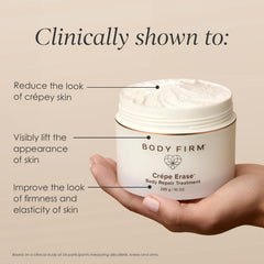 Body Firm Crepe Erase cream on arm demonstrating smooth application