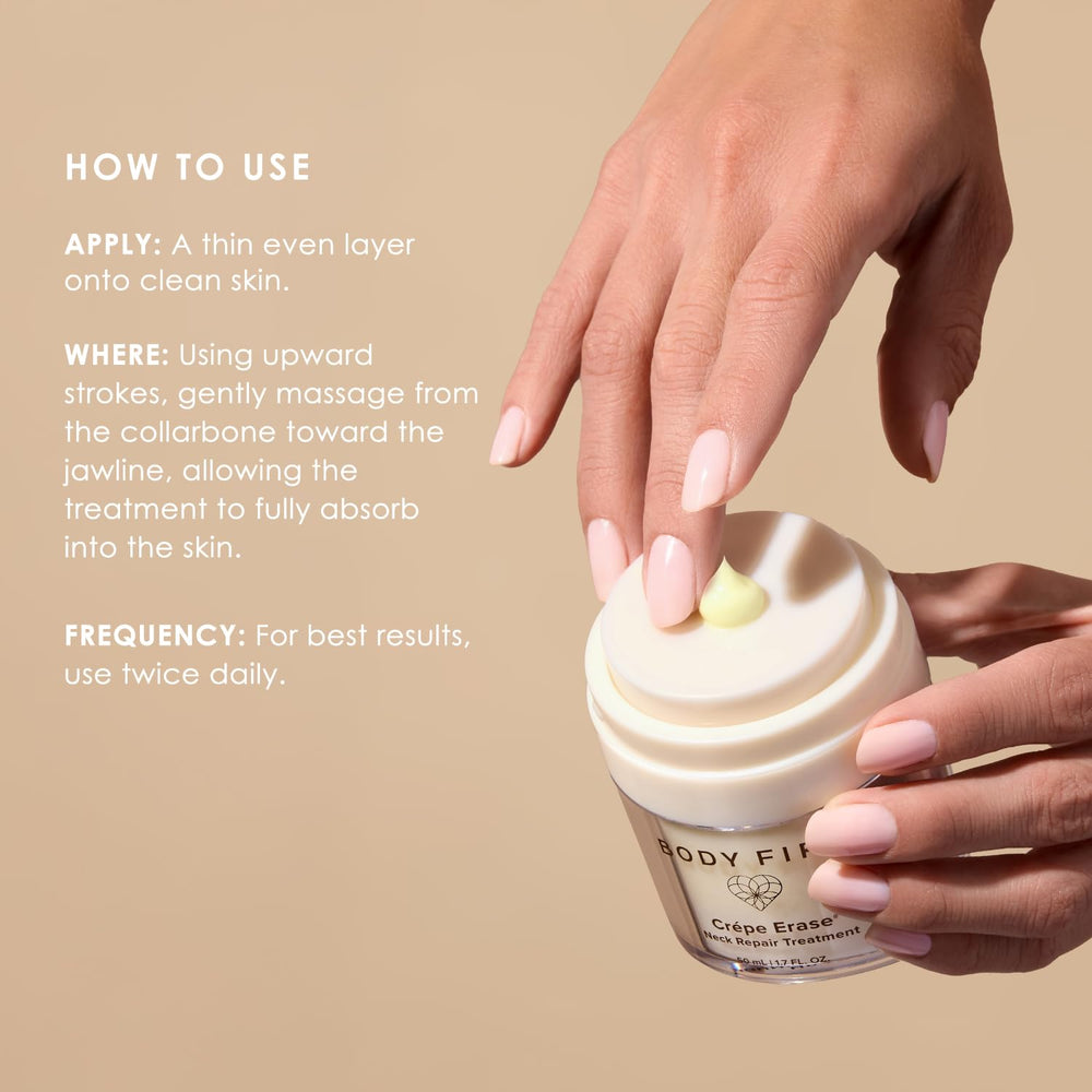 Body Firm neck cream absorbs quickly for non-greasy wear.