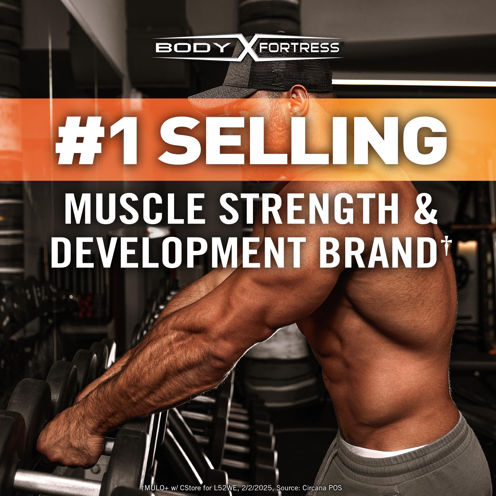 Body Fortress creatine monohydrate powder unflavored blends with proteins.