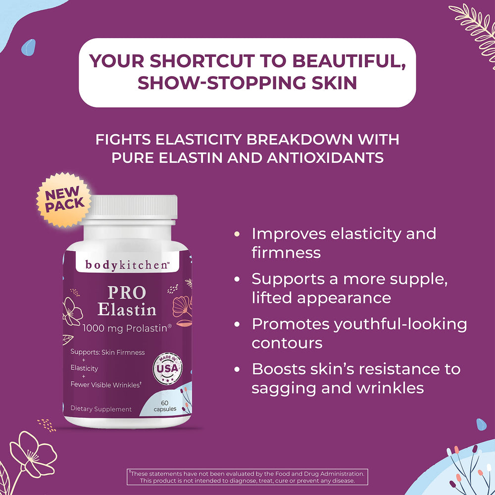 Body Kitchen Pro-Elastin ingredients science shot underlines bioavailability focus.