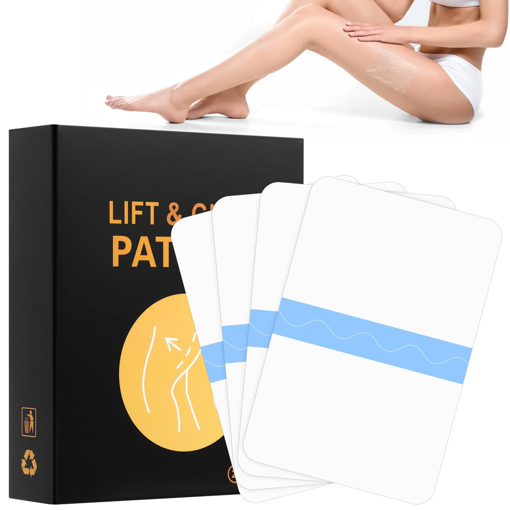 Body Lifting Patches leg application closeup for smoother legs during daily activities.