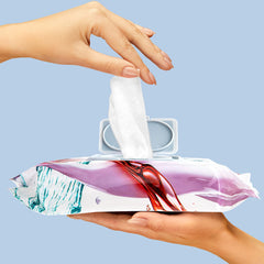 Body Prescriptions cleansing wipes bottle close-up demonstrates soft, effective cleansing.