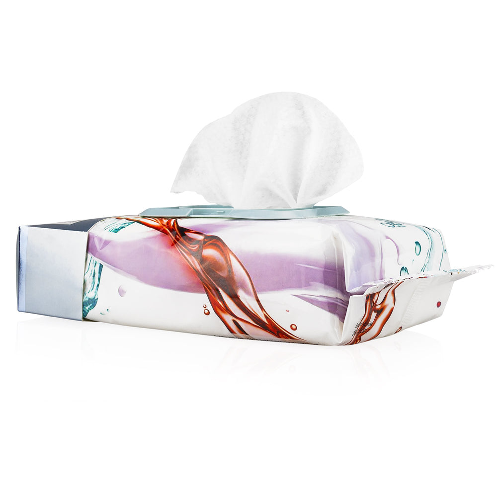 Body Prescriptions wipes pack with seal closure shown for freshness while traveling.
