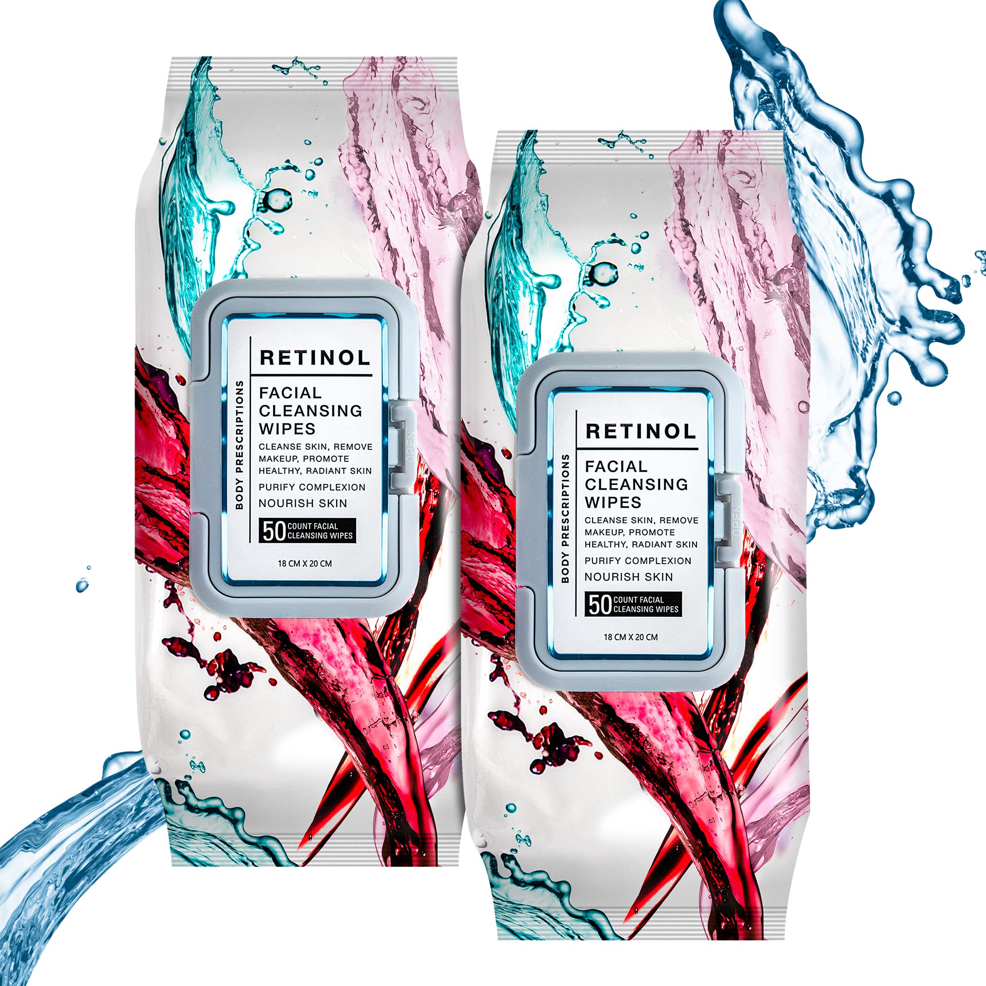 Body Prescriptions makeup cleansing wipes pack front view for on-the-go cleansing.