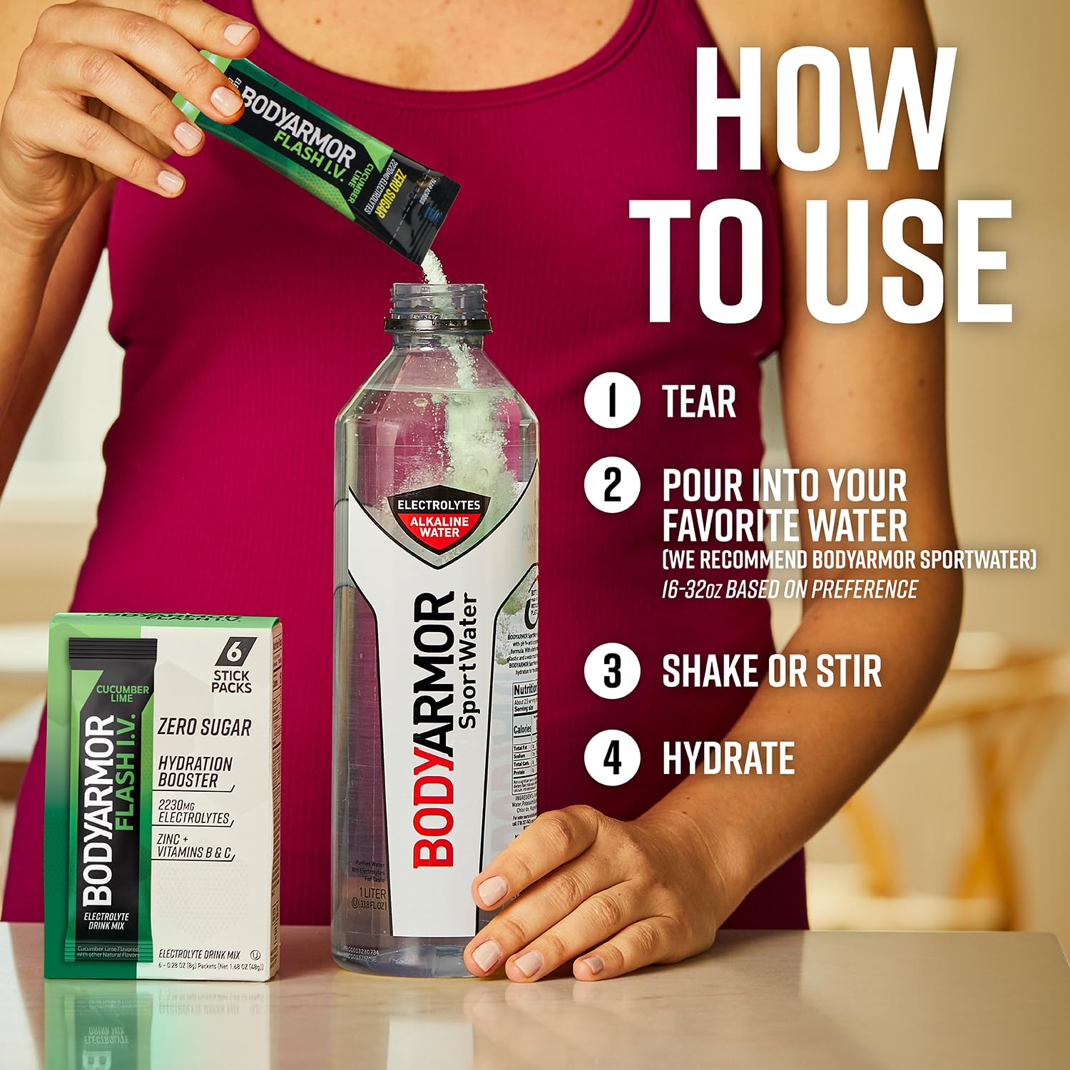 athlete preparing bodyarmor flash iv during workout