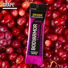 A glass of grape hydration after mixing BODYARMOR Flash IV.