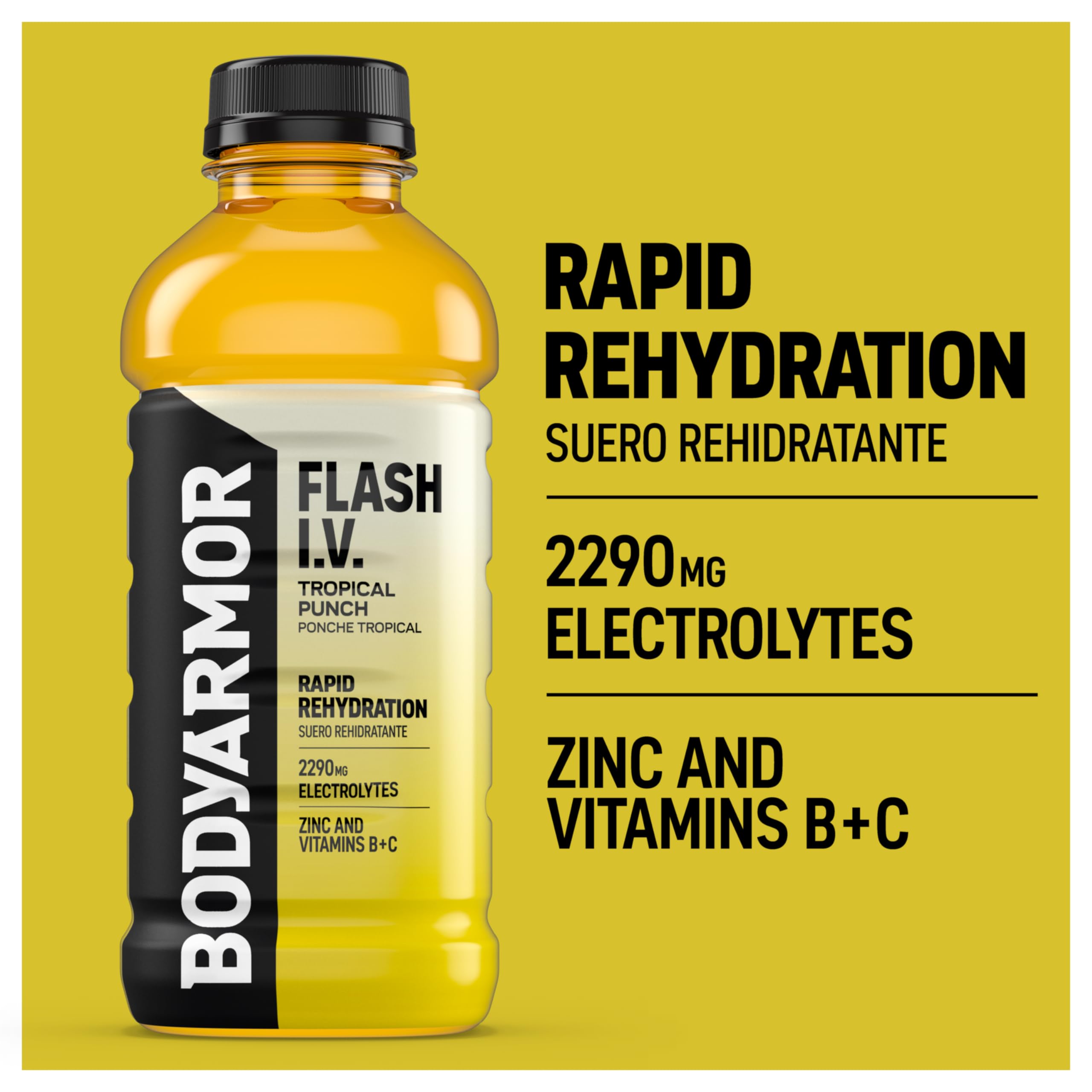 BODYARMOR Flash IV immune-bottle featuring vitamins B & C for daily support.