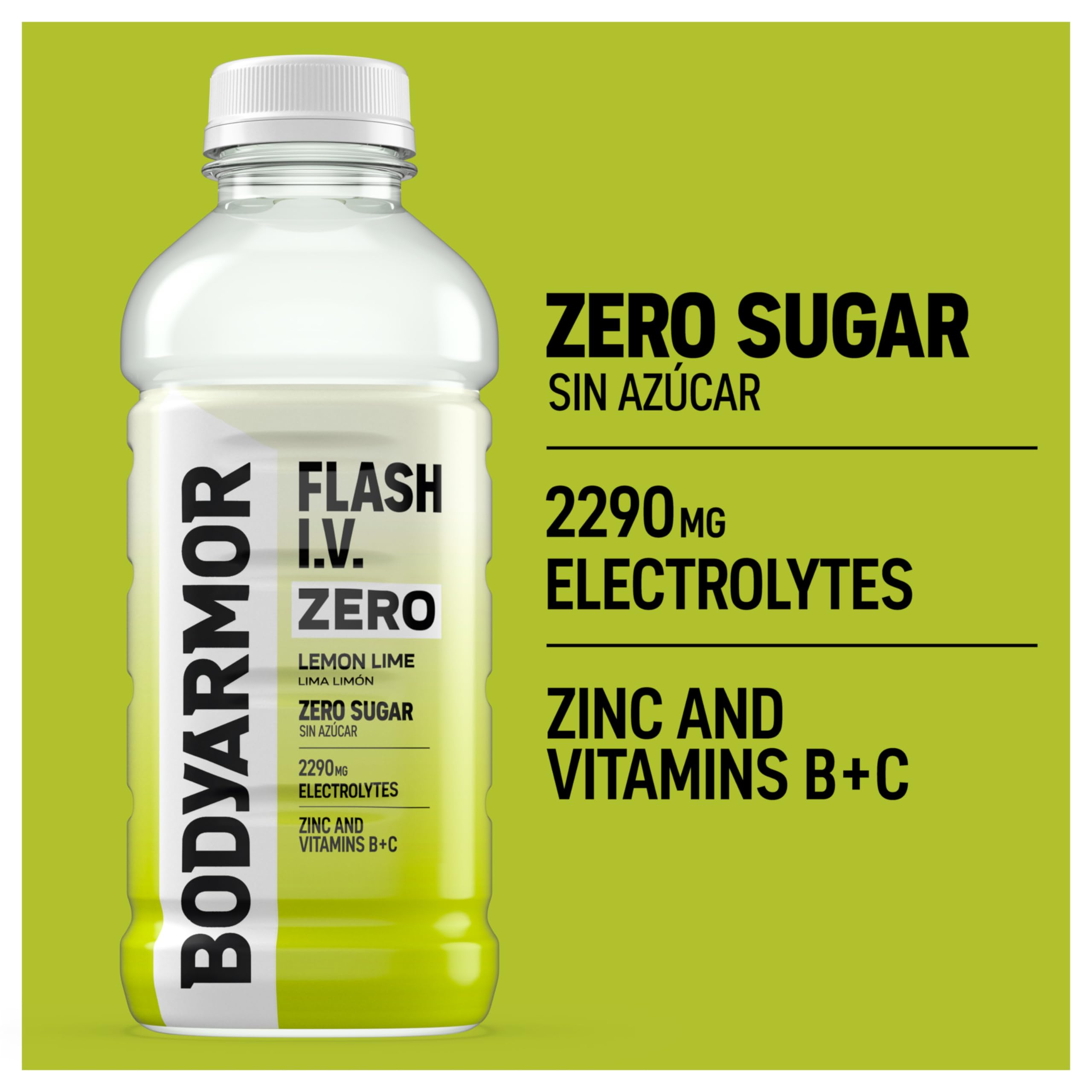 Lemon lime pour of BODYARMOR Flash I.V. natural flavor refreshment.