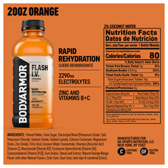 BODYARMOR Flash I.V. Orange poured into a glass for quick hydration after workouts