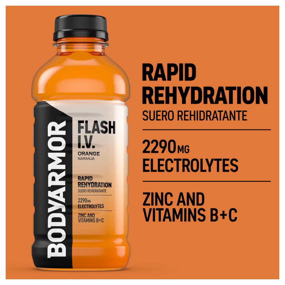 BODYARMOR Flash I.V. Orange in a recovery scene after a tough workout