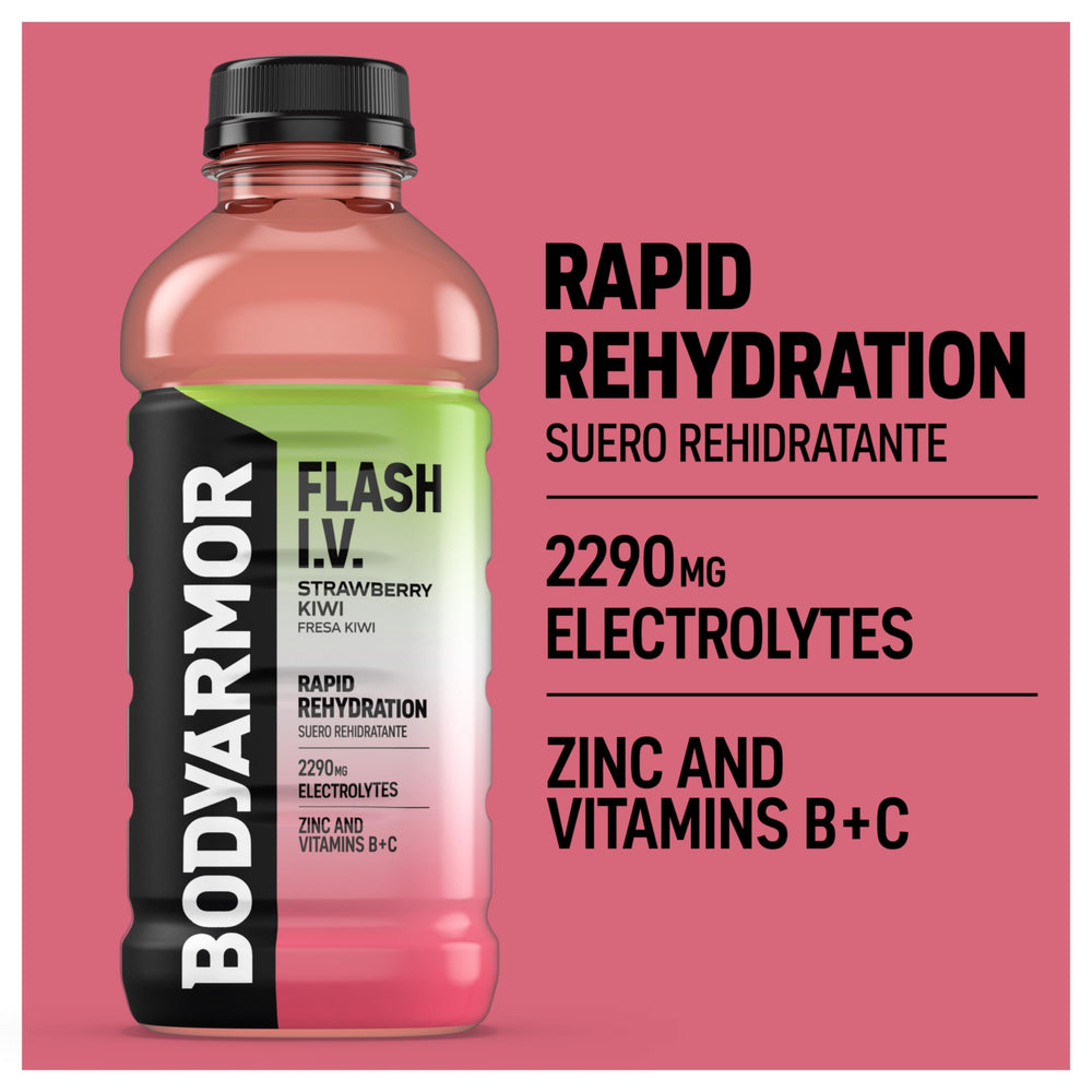 BODYARMOR Flash IV outdoors in heat for rapid hydration