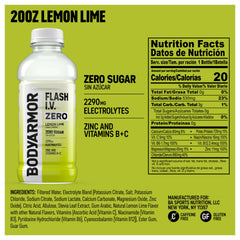 Close-up of BODYARMOR Flash I.V. bottle highlighting electrolyte blends.