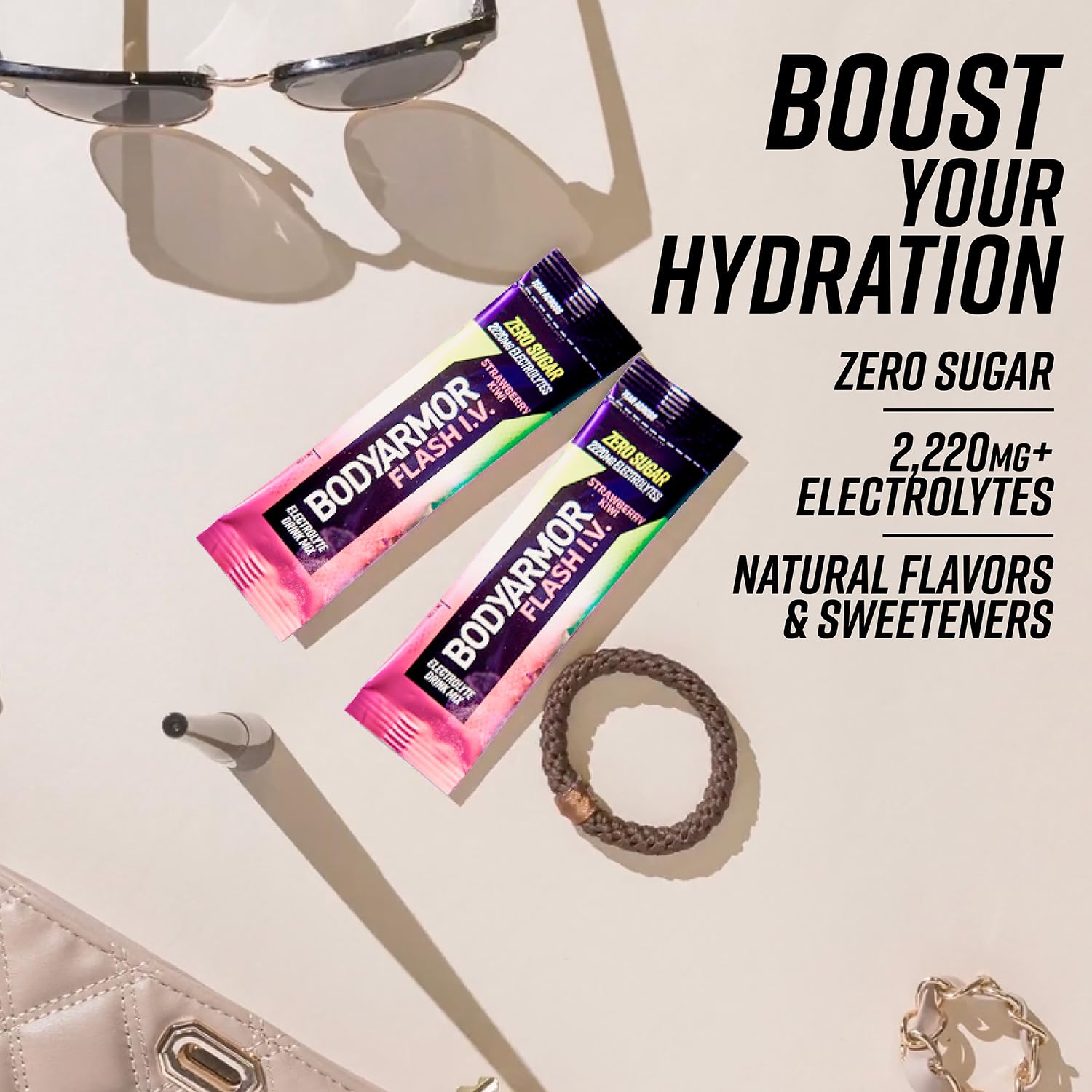BODYARMOR Flash IV sticks zero-sugar formula for light calories