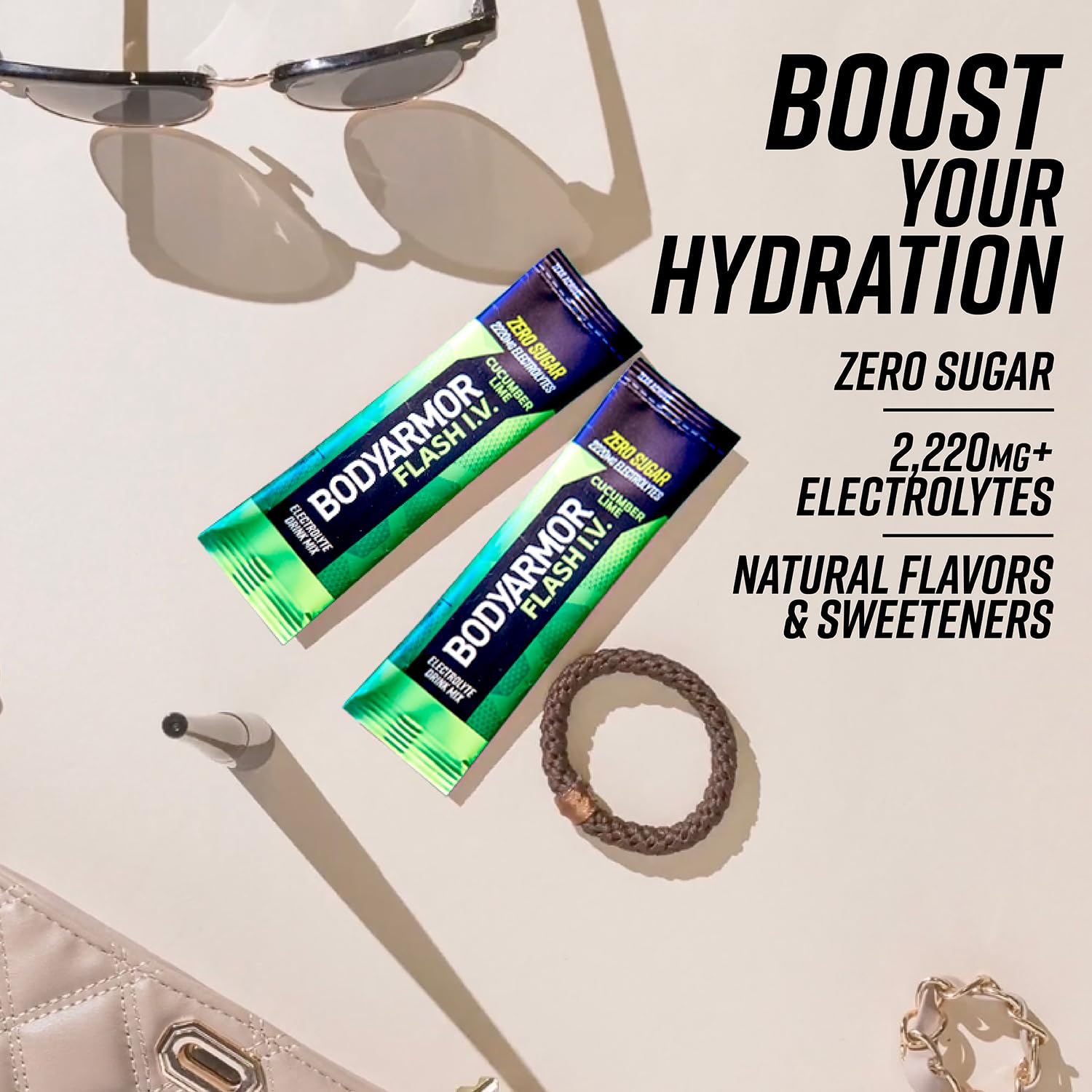 zero sugar label on bodyarmor flash iv packaging