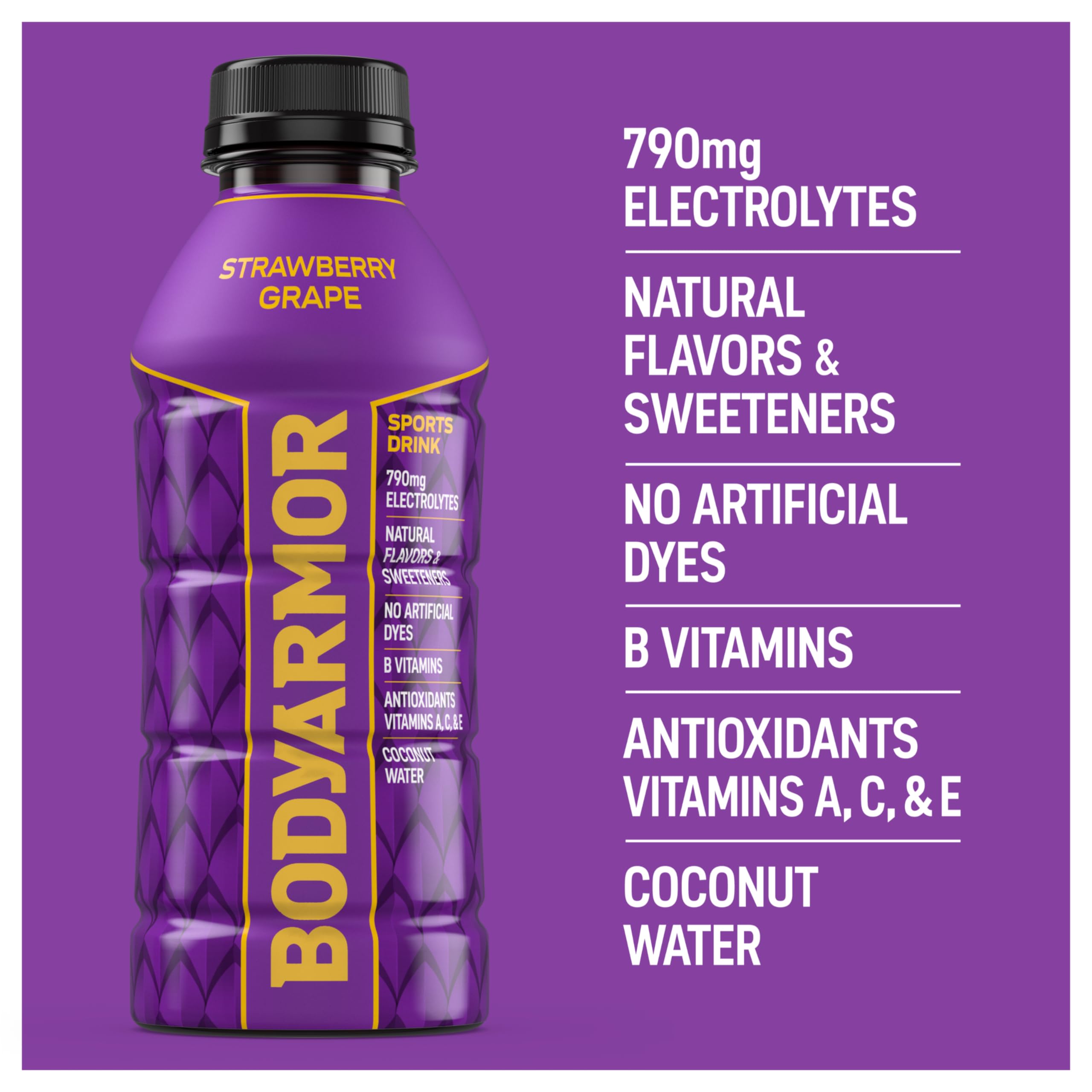 BODYARMOR bottle ready for on-the-go hydration during activity.