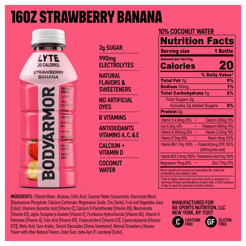 BODYARMOR LYTE coconut water label highlights electrolytes for recovery