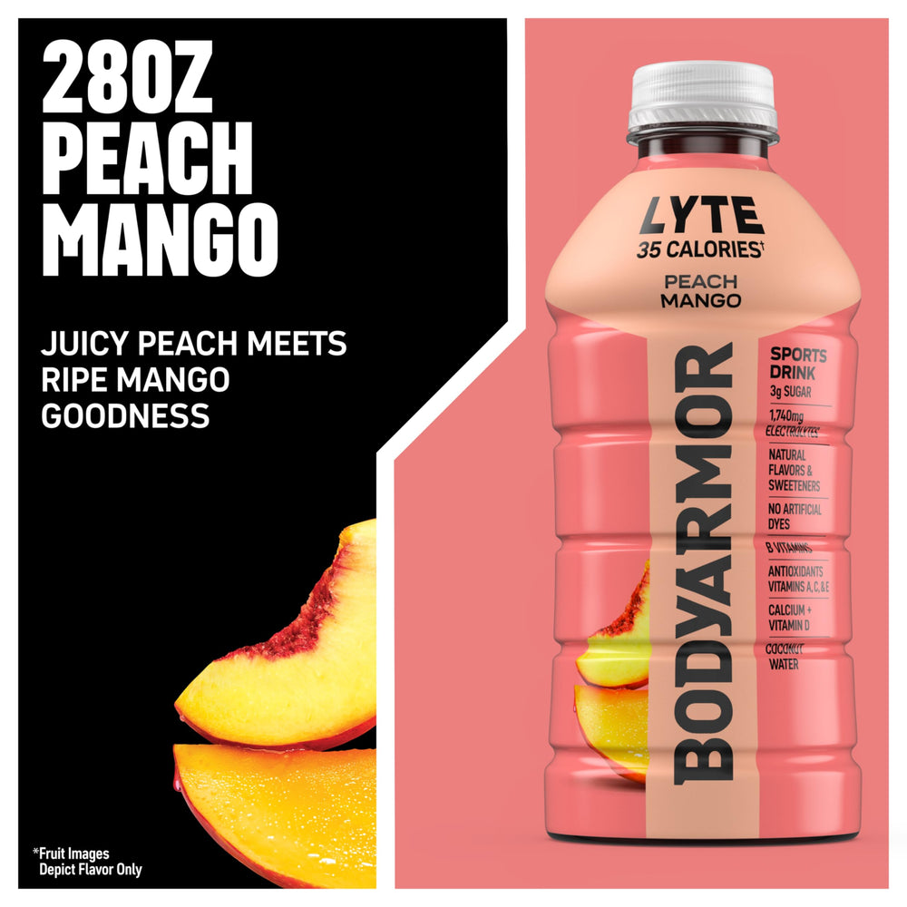 BODYARMOR Lyte pour into glass showing coconut water-based hydration for workouts.