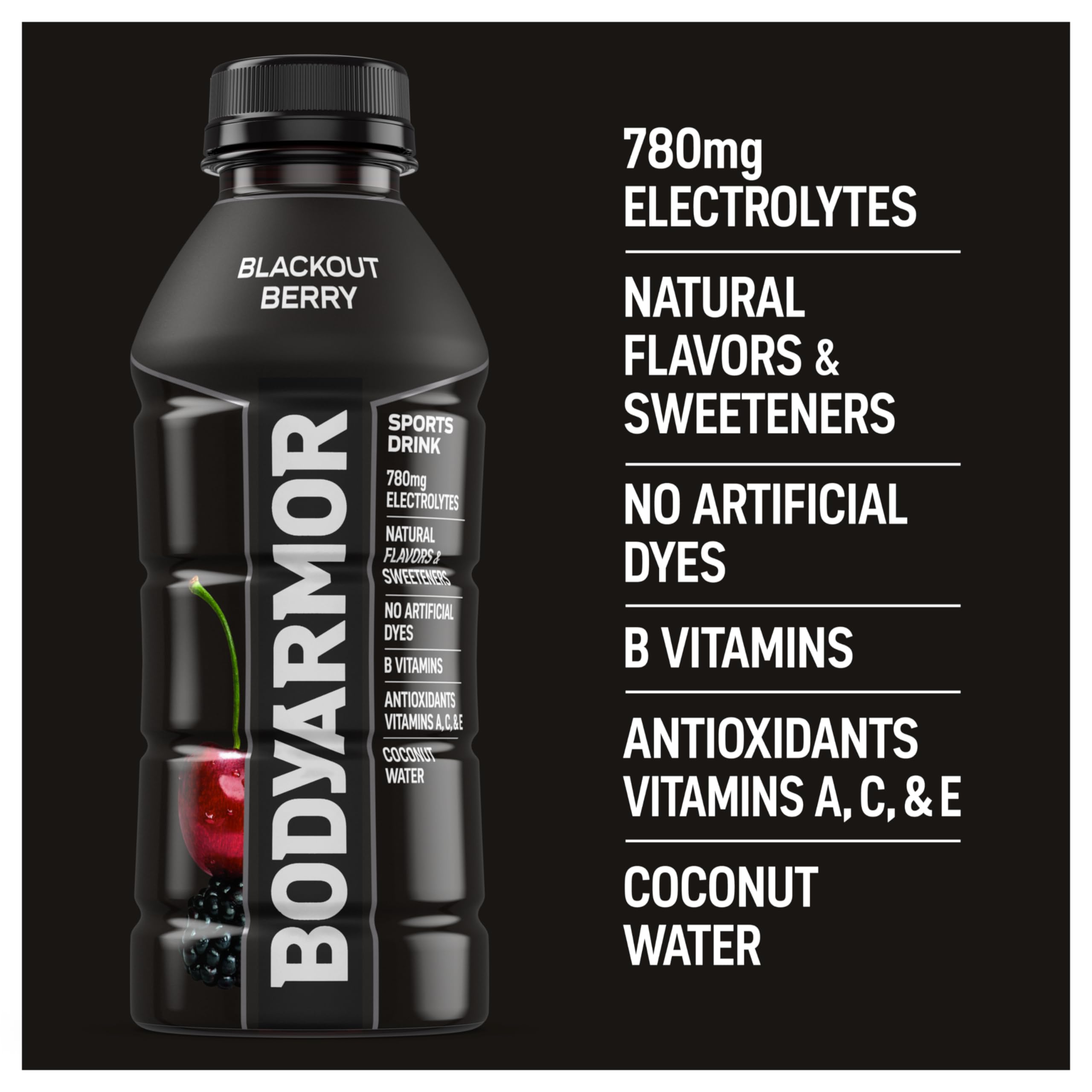 BODYARMOR Natural flavors panel suggests clean taste without artificial colors.