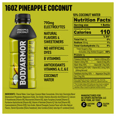 BODYARMOR Pineapple Coconut bottle side angle highlighting sleek packaging