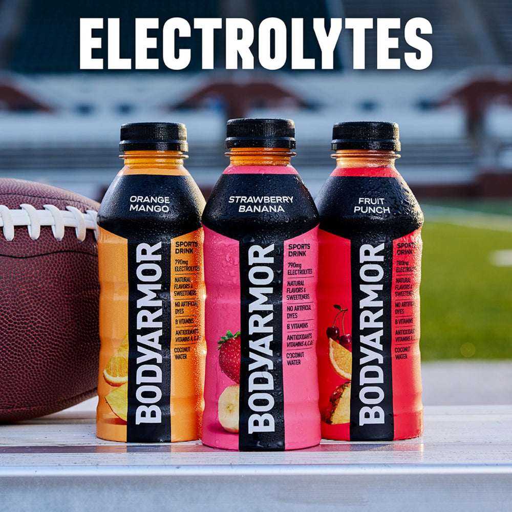 BODYARMOR Pineapple Coconut bottle with ice for cooling hydration