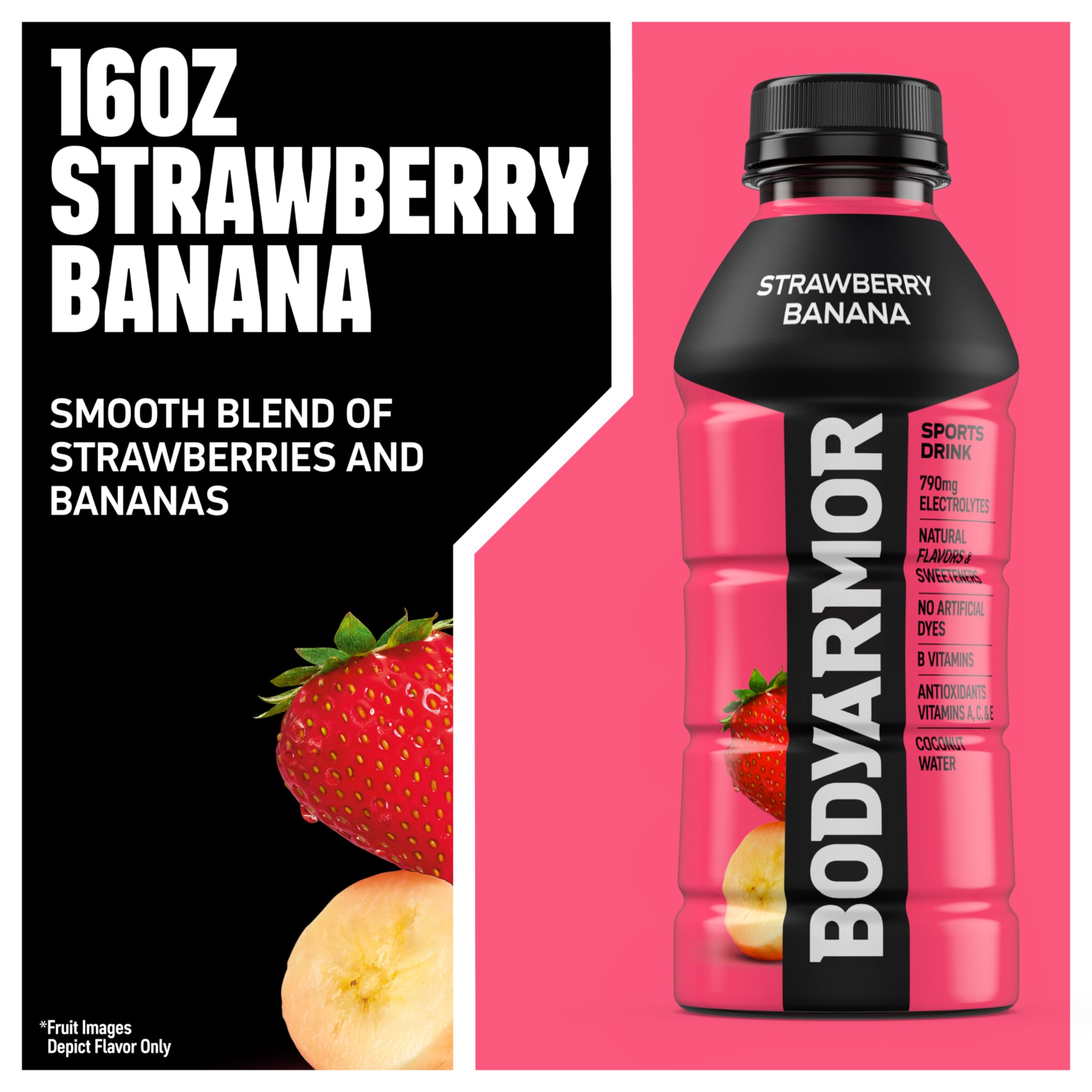 BODYARMOR label highlights coconut water base and electrolytes