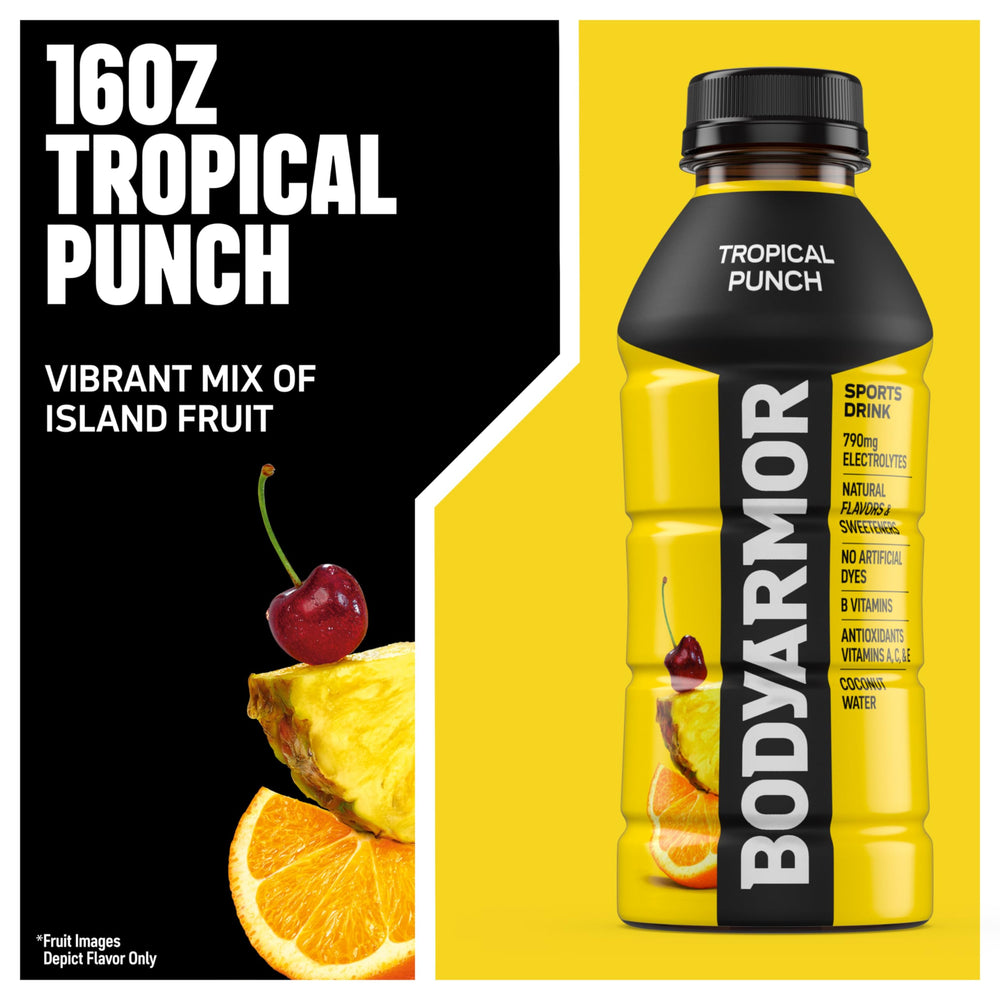 BodyArmor Tropical Punch athlete in action illustrating quick hydration between sets