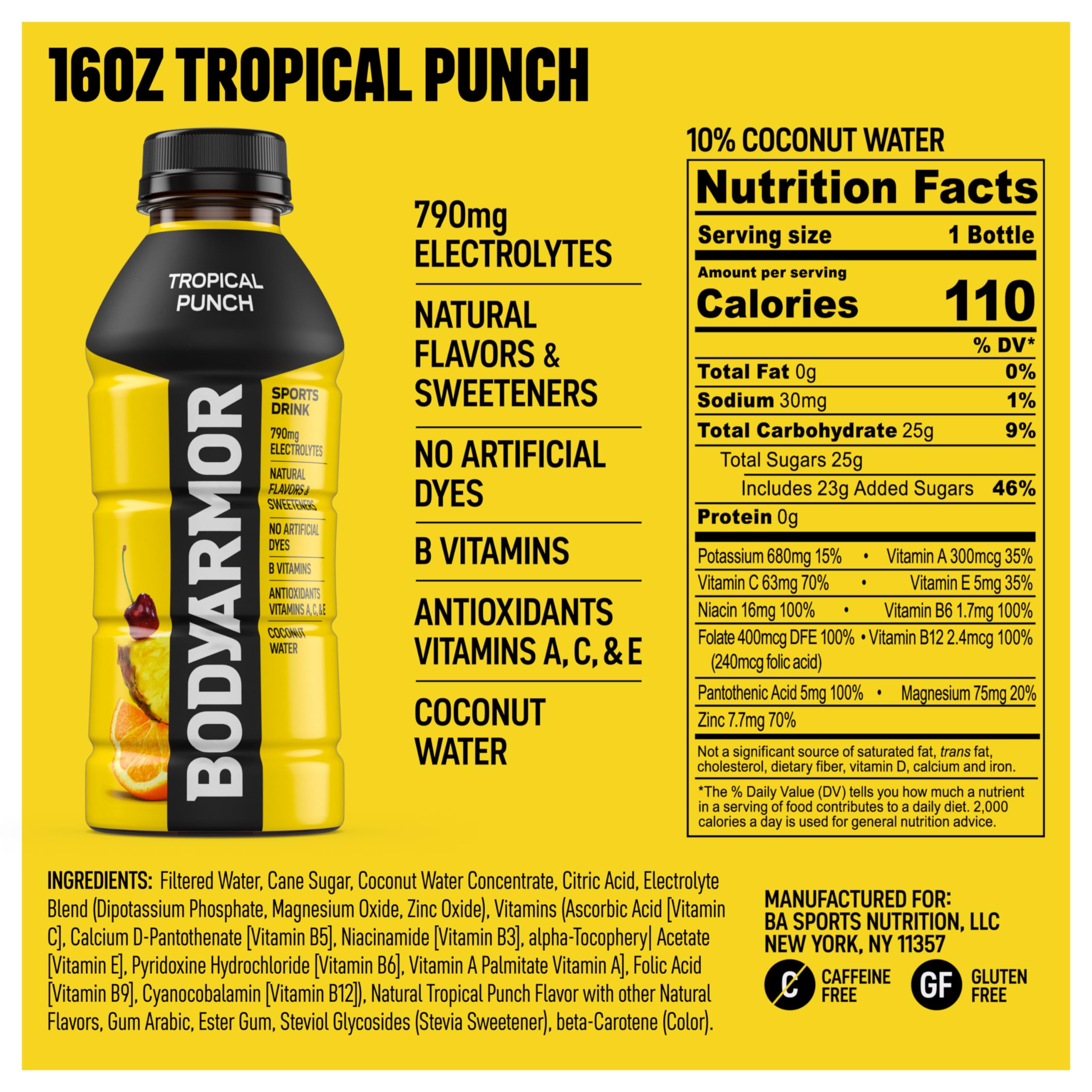 BodyArmor Tropical Punch pour captures refreshing hydration on the go