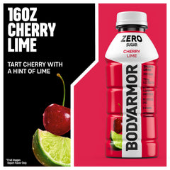 Pour shot of BODYARMOR Zero Sugar Cherry Lime during a workout.