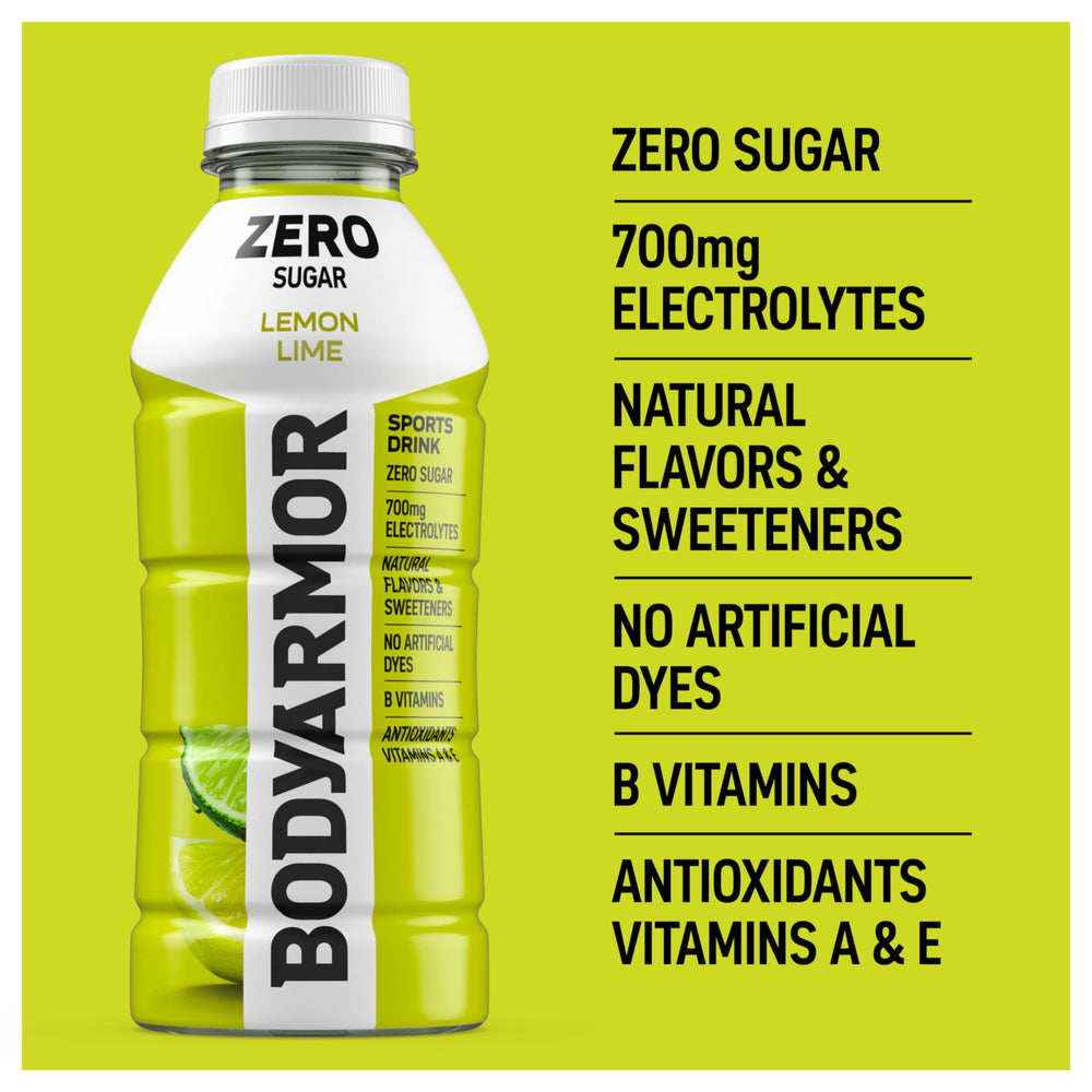 BODYARMOR Zero Sugar Lemon Lime antioxidants for everyday wellness.