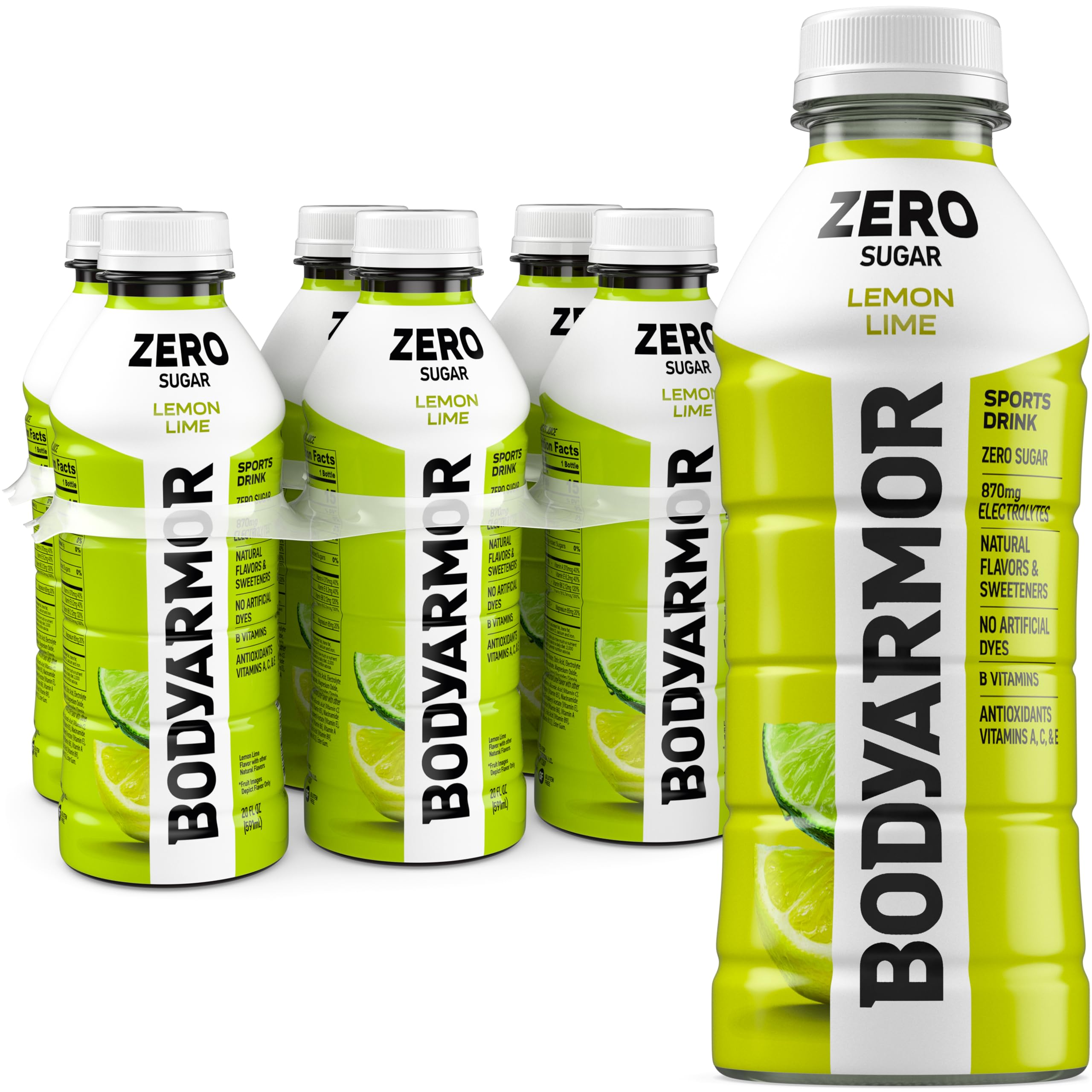 BodyArmor Zero Sugar Lemon Lime bottle for on-the-go hydration.