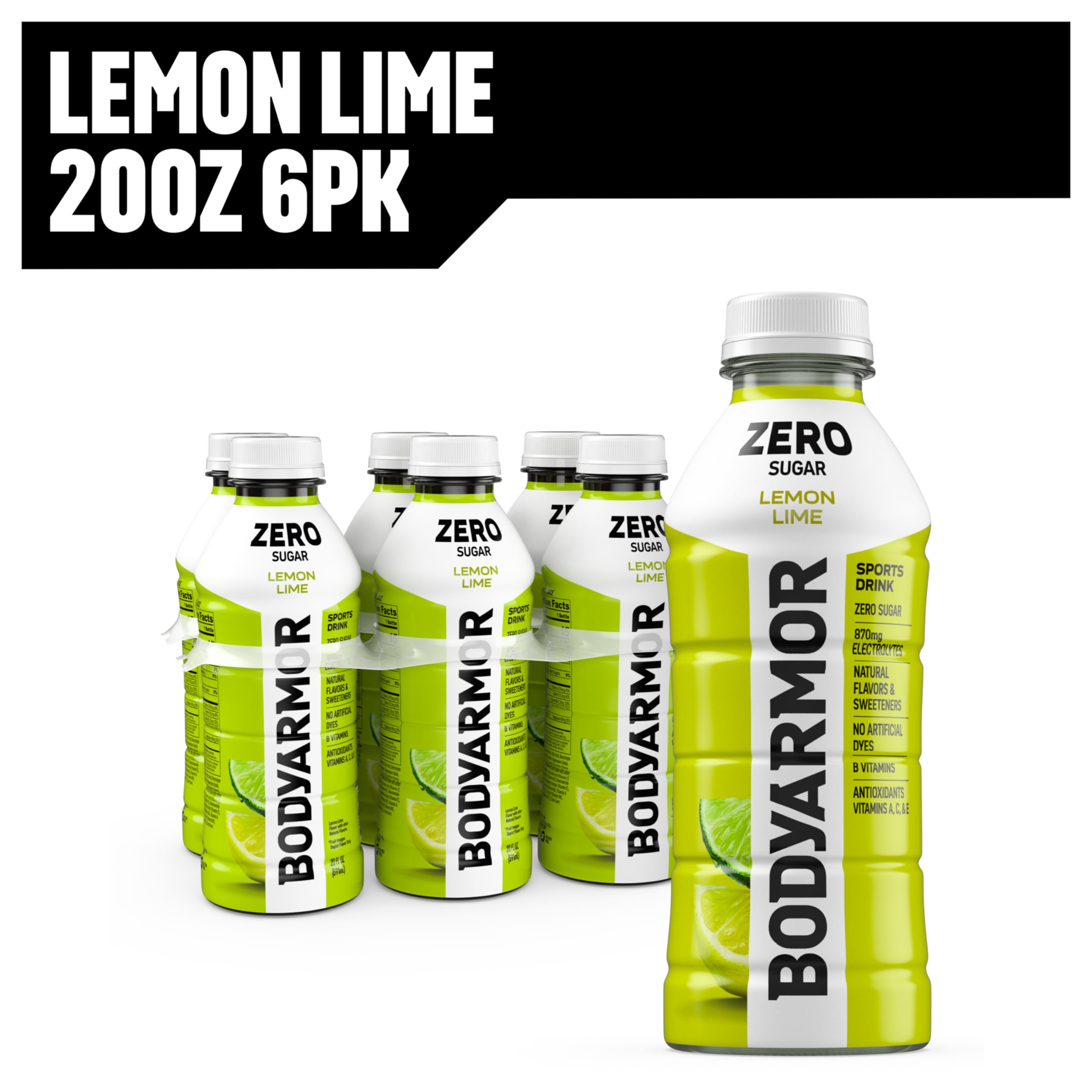 Chilled BodyArmor Zero Sugar Lemon Lime bottle after a workout.