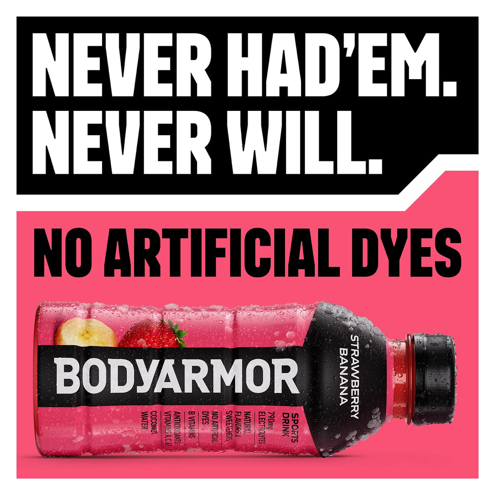 Close-up of BodyArmor Zero Sugar Lemon Lime label with vitamins.