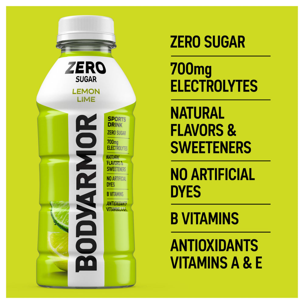 BODYARMOR Zero Sugar Lemon Lime six-pack shot for convenient daily hydration.
