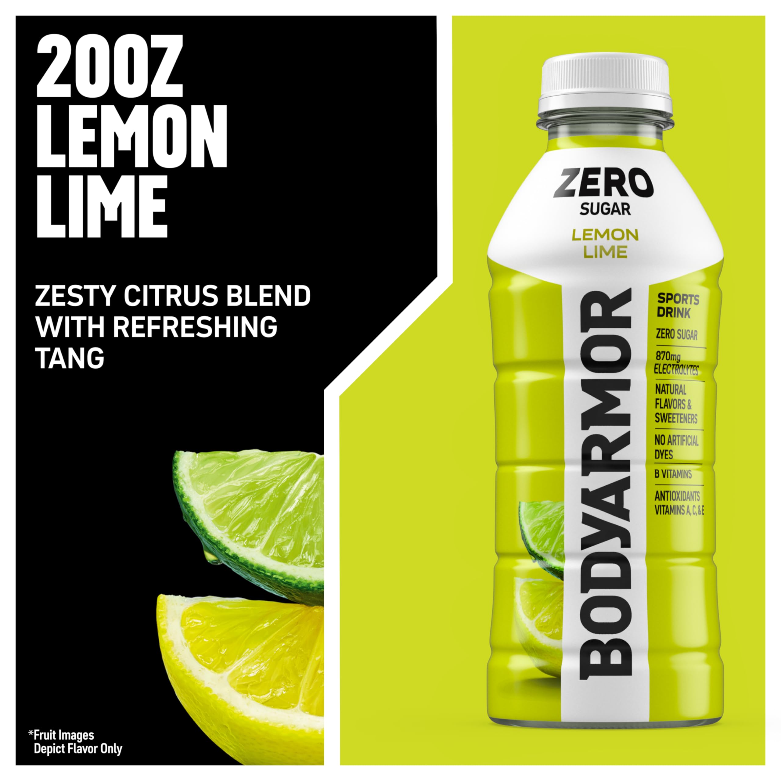 Six-pack of BodyArmor Zero Sugar Lemon Lime ready for workouts.