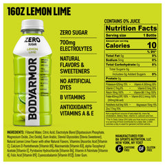BODYARMOR Zero Sugar Lemon Lime being poured highlights easy on-the-go hydration.