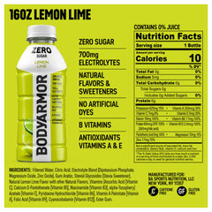 BODYARMOR Zero Sugar Lemon Lime is poured for quick hydration on the go.