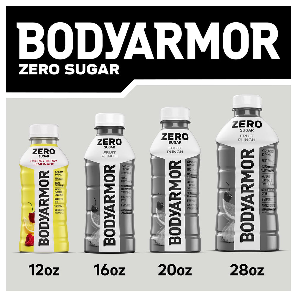 BODYARMOR Zero Sugar product shot highlights eight-pack convenience.